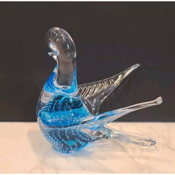 Vintage Mid Century FM Konstglas Style Glass Bird Controlled Bubbles Art Glass - Picture 4 of 15